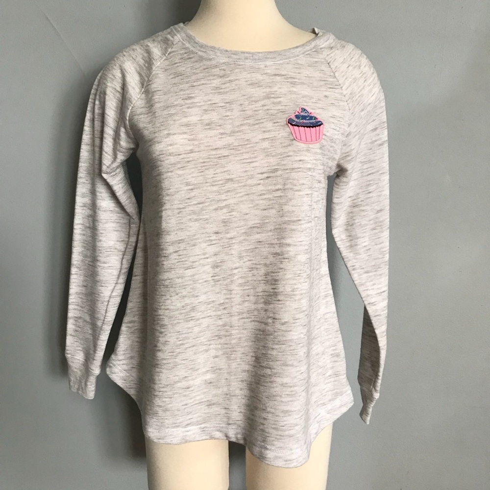 Light Grey Sweatshirt with Cupcake Patch